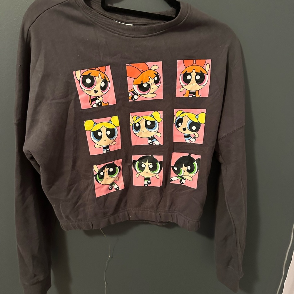Black Powerpuff cropped Sweatshirt